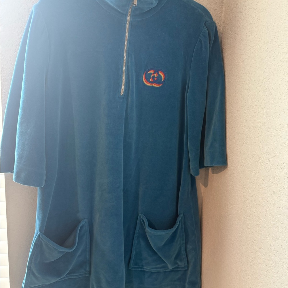 Gucci Blue Velour Jacket with Logo (Pre-owned)